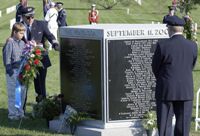 US Air Force photo from 2003 of Pentagon September 11 Memorial at Arlington National Cemetery